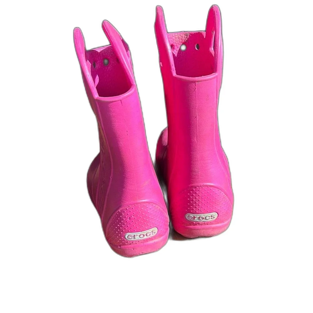CROCS Rain Boots Kids Childrens Size 12 Pink Pull On Shoes Toddler Girl